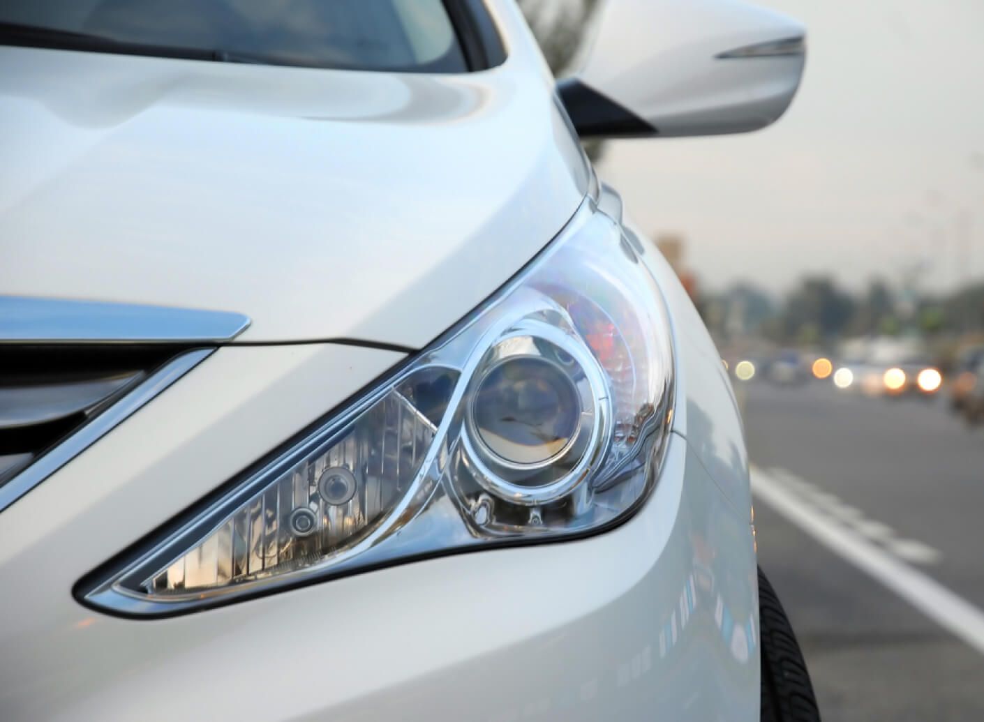 Car headlight close-up